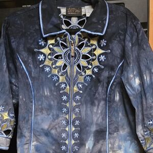 Bob Mackie Wearable Art  Embroidered Expert Tye Dyed Custom Jacket 1x Ooak